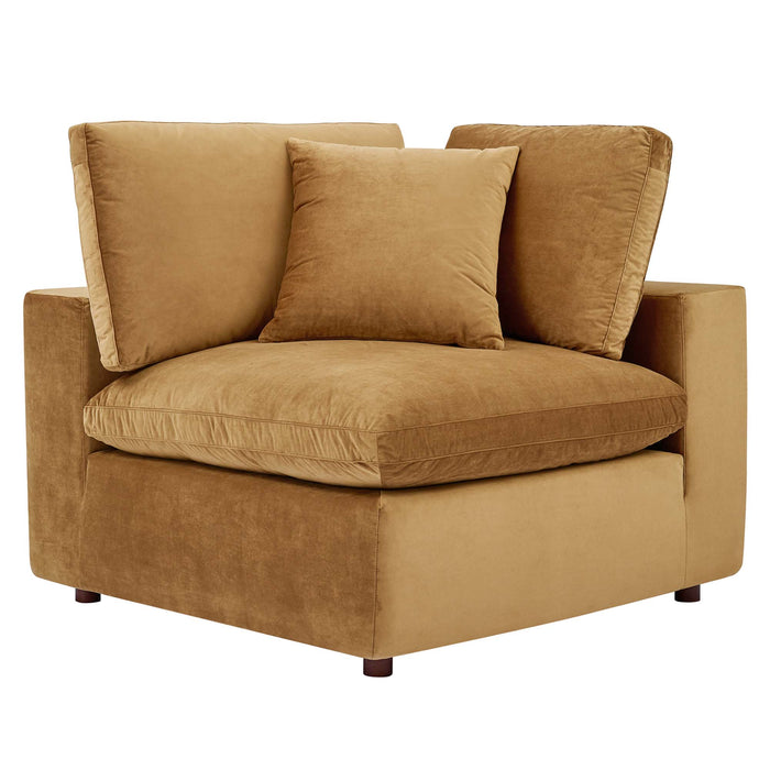 Modway Commix Down-Filled Overstuffed Modern Velvet Corner Sofa Chair