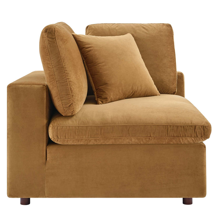 Modway Commix Down-Filled Overstuffed Modern Velvet Corner Sofa Chair