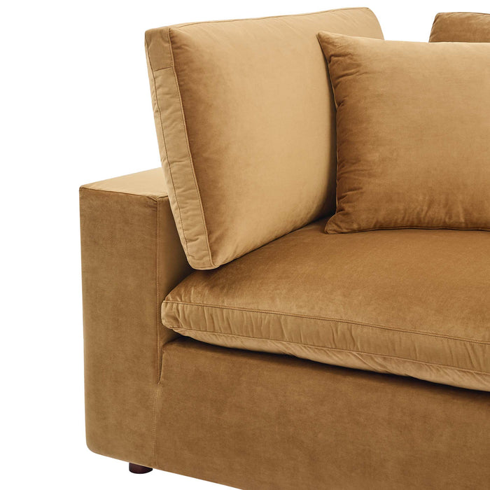 Modway Commix Down-Filled Overstuffed Modern Velvet Corner Sofa Chair