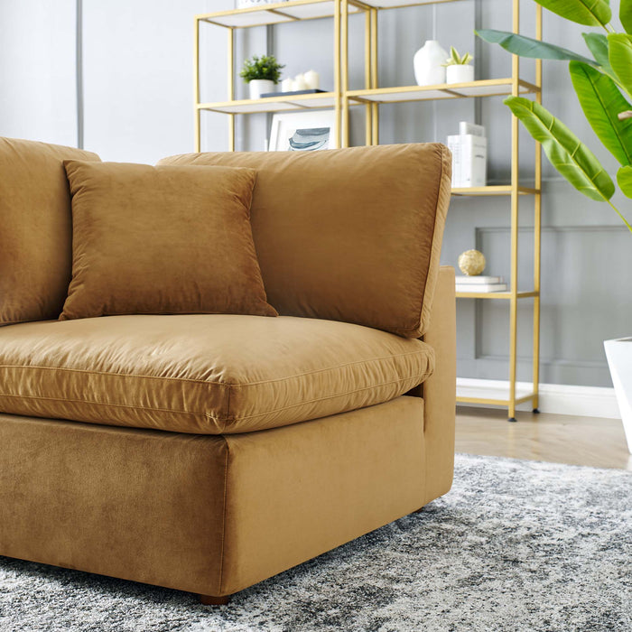 Modway Commix Down-Filled Overstuffed Modern Velvet Corner Sofa Chair