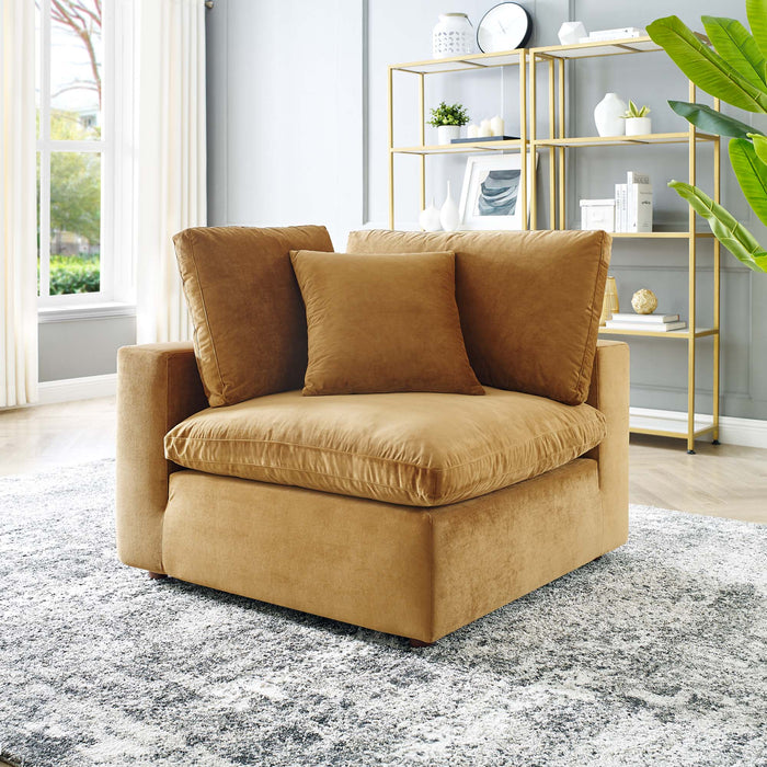 Modway Commix Down-Filled Overstuffed Modern Velvet Corner Sofa Chair