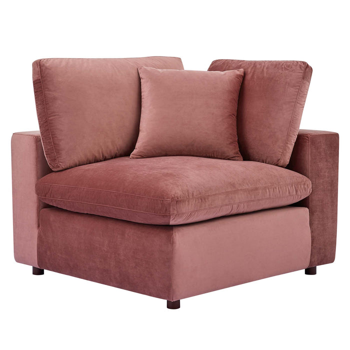 Modway Commix Down-Filled Overstuffed Modern Velvet Corner Sofa Chair