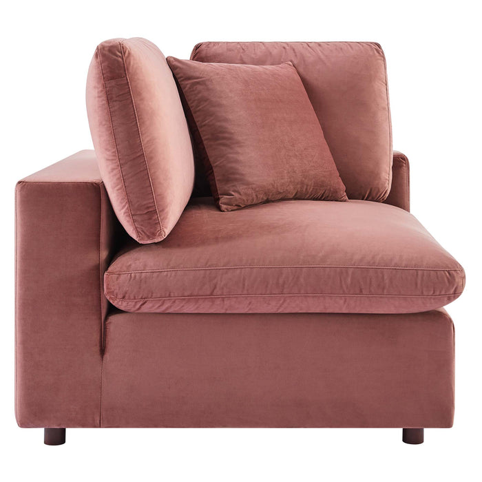 Modway Commix Down-Filled Overstuffed Modern Velvet Corner Sofa Chair