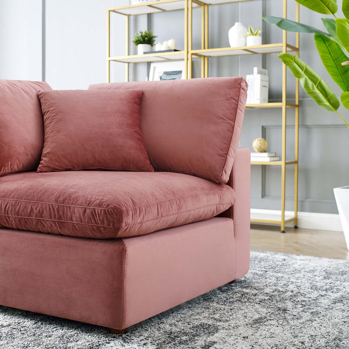 Modway Commix Down-Filled Overstuffed Modern Velvet Corner Sofa Chair