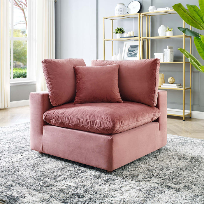 Modway Commix Down-Filled Overstuffed Modern Velvet Corner Sofa Chair