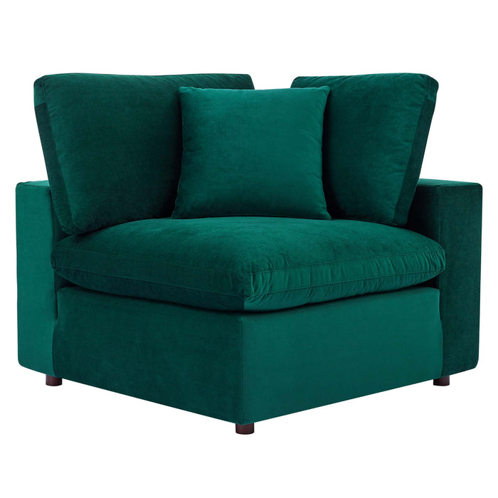 Modway Commix Down-Filled Overstuffed Modern Velvet Corner Sofa Chair