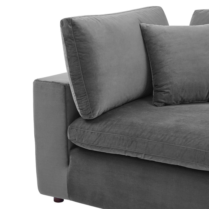 Modway Commix Down-Filled Overstuffed Modern Velvet Corner Sofa Chair