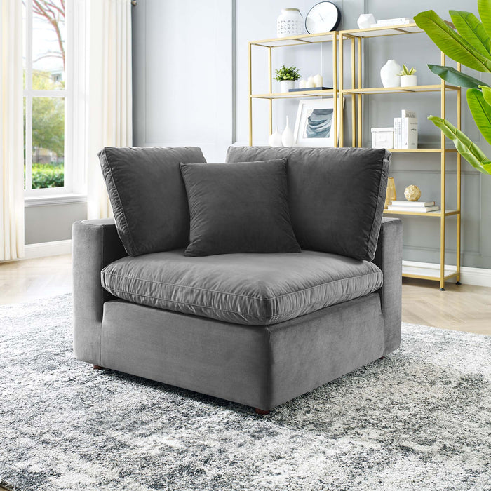 Modway Commix Down-Filled Overstuffed Modern Velvet Corner Sofa Chair