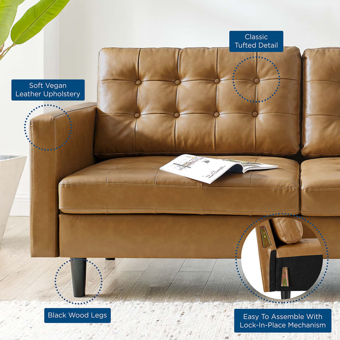 Modway Exalt Tufted Vegan Modern Leather Sofa 