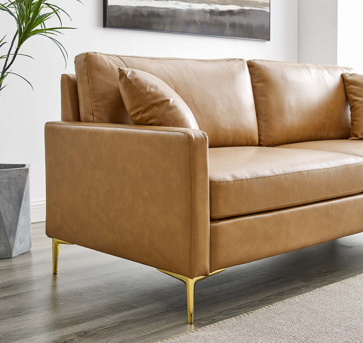 Modway Juliana Vegan Mid-Century Modern Leather Sofa 