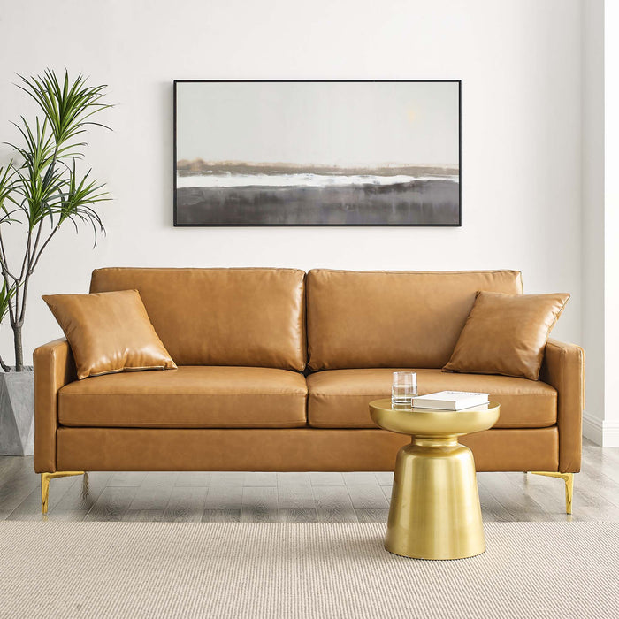 Modway Juliana Vegan Mid-Century Modern Leather Sofa 