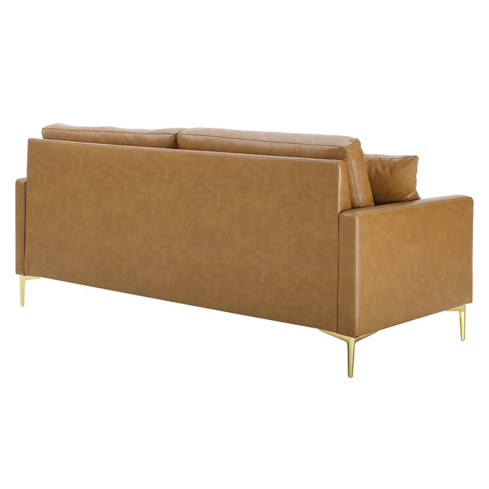 Modway Juliana Vegan Mid-Century Modern Leather Sofa 