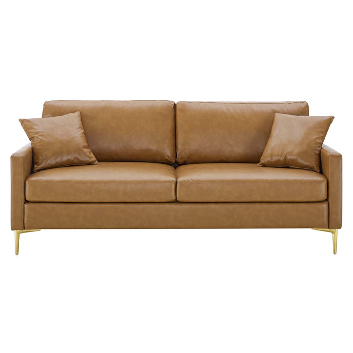 Modway Juliana Vegan Mid-Century Modern Leather Sofa 