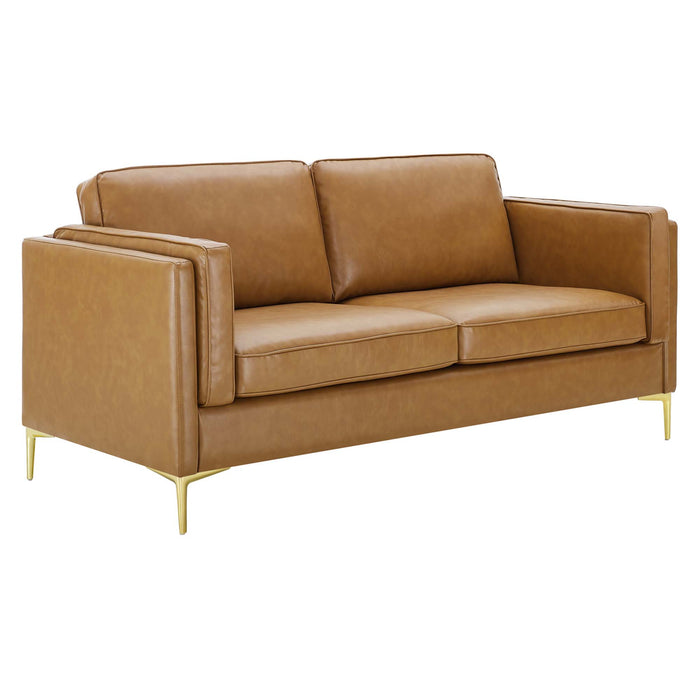 Modway Kaiya Vegan Mid-Century Modern Leather Sofa 