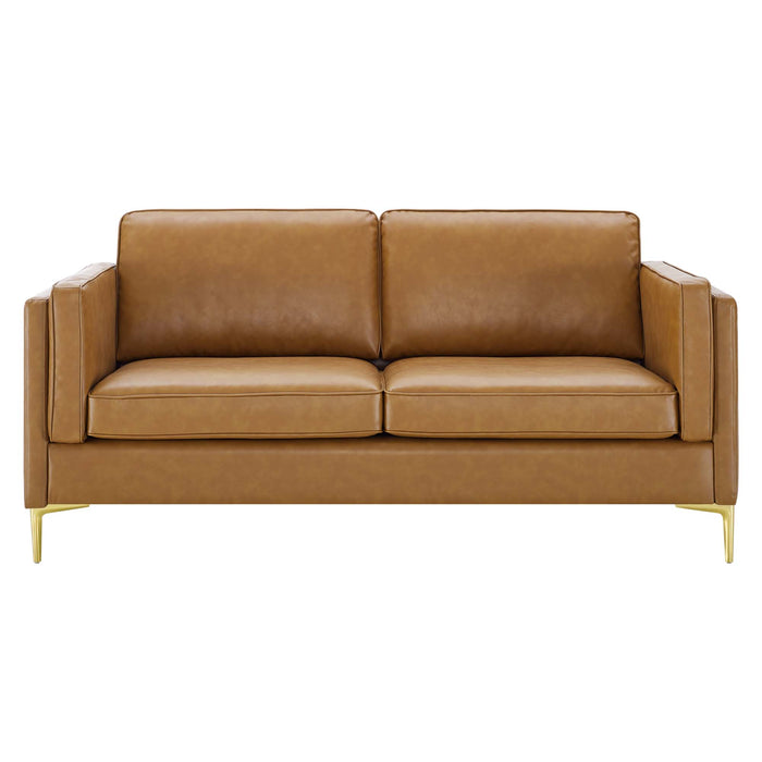 Modway Kaiya Vegan Mid-Century Modern Leather Sofa 