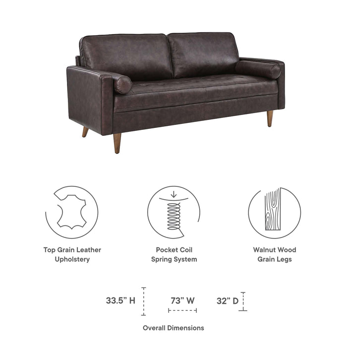 Modway Valour Mid-Century Modern Leather Sofa