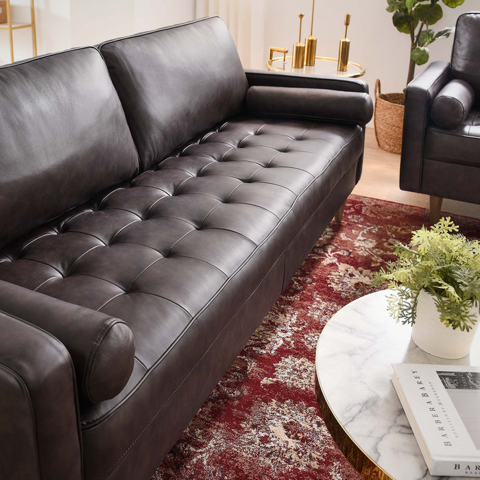 Modway Valour 81" Mid-Century Modern Leather Sofa