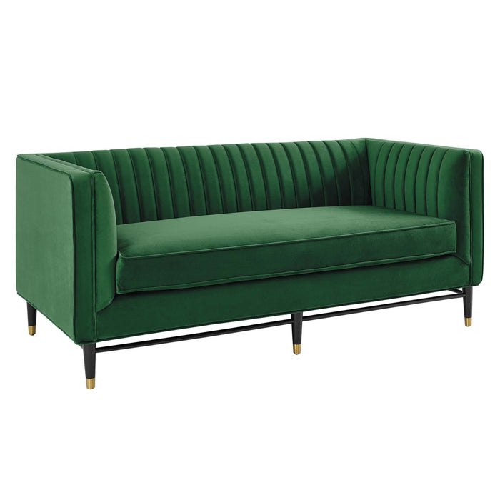 Modway Devote Channel Tufted Modern Velvet Loveseat