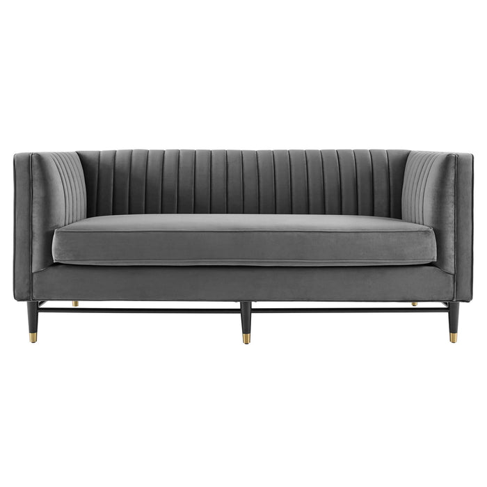 Modway Devote Channel Tufted Modern Velvet Loveseat