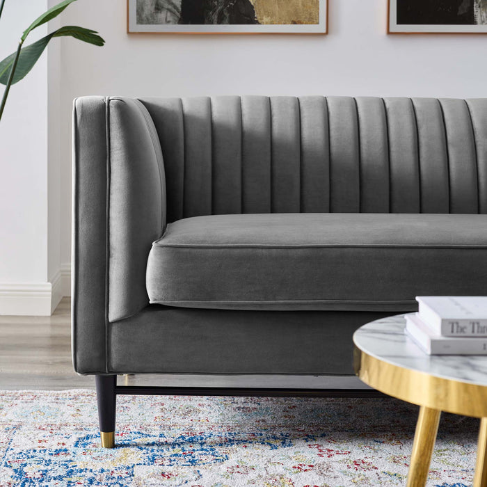 Modway Devote Channel Tufted Modern Velvet Loveseat