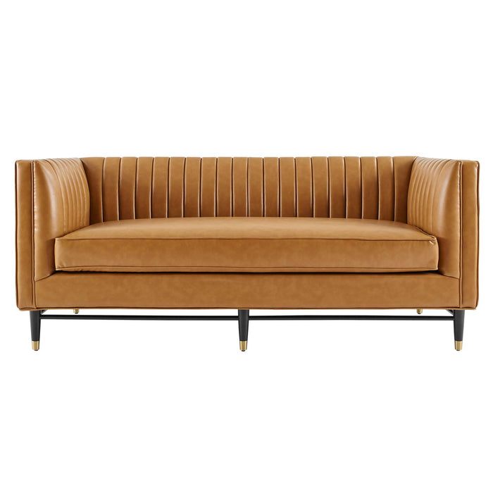 Modway Devote Channel Tufted Vegan Leather Loveseat