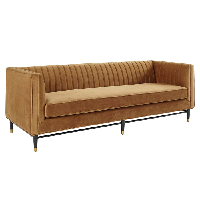 Modway Devote Channel Tufted Modern Velvet Sofa