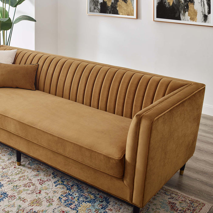 Modway Devote Channel Tufted Modern Velvet Sofa