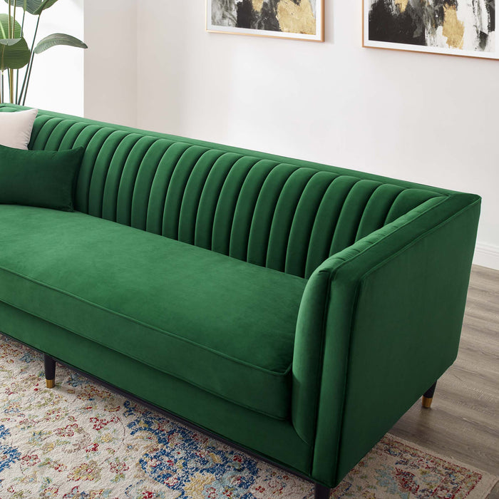 Modway Devote Channel Tufted Modern Velvet Sofa