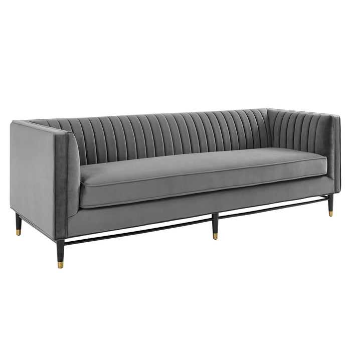 Modway Devote Channel Tufted Modern Velvet Sofa