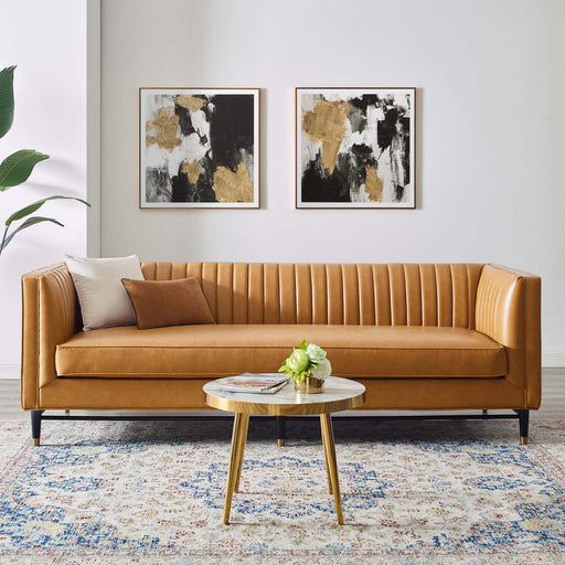 Modway Devote Channel Tufted Vegan Leather Sofa