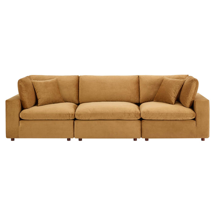 Modway Commix Down Filled Overstuffed Velvet 3-Seater Sofa