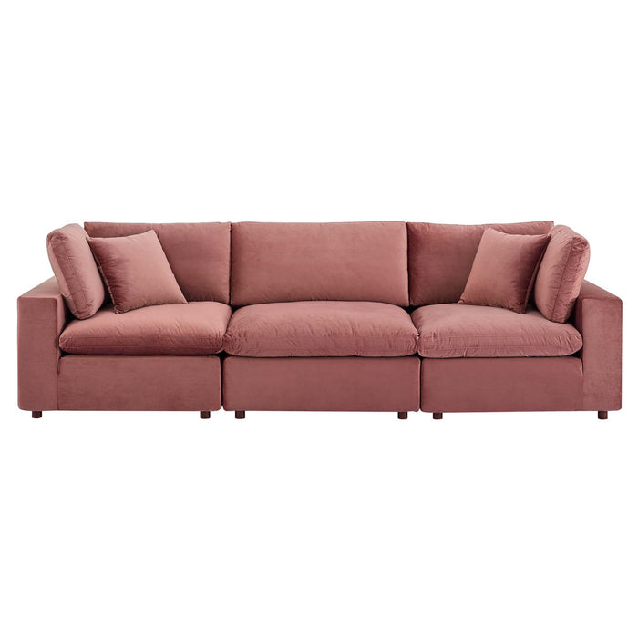 Modway Commix Down Filled Overstuffed Velvet 3-Seater Sofa