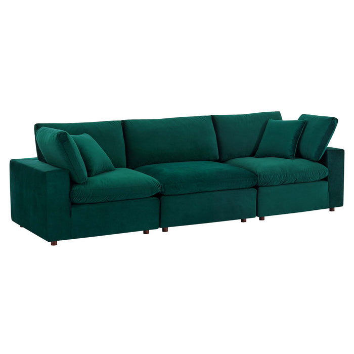 Modway Commix Down Filled Overstuffed Velvet 3-Seater Sofa