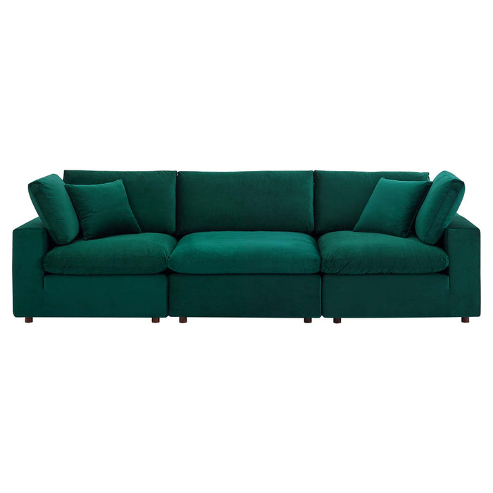 Modway Commix Down Filled Overstuffed Velvet 3-Seater Sofa