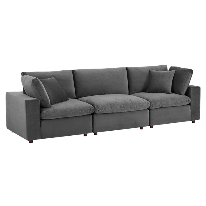 Modway Commix Down Filled Overstuffed Velvet 3-Seater Sofa