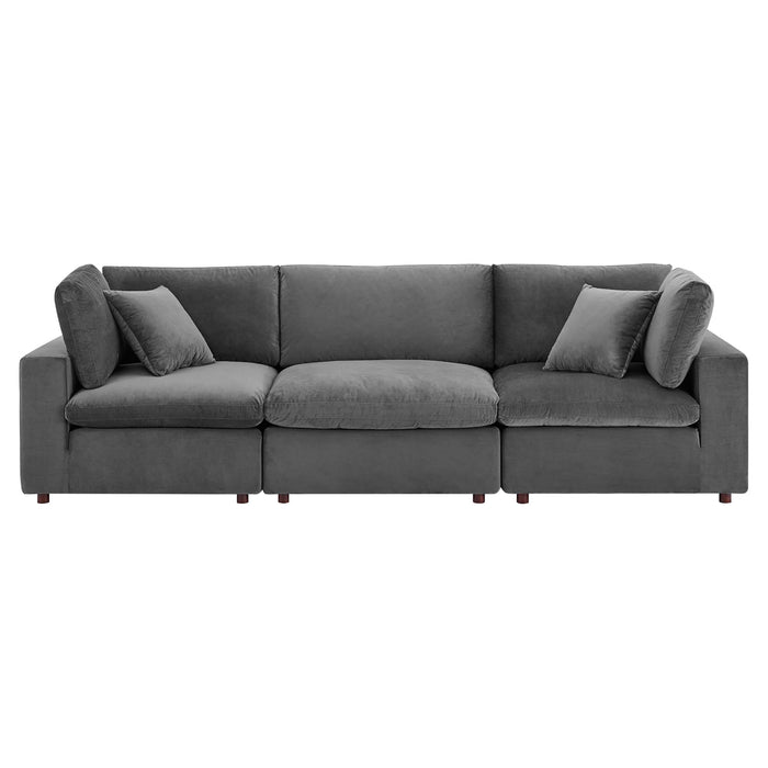 Modway Commix Down Filled Overstuffed Velvet 3-Seater Sofa