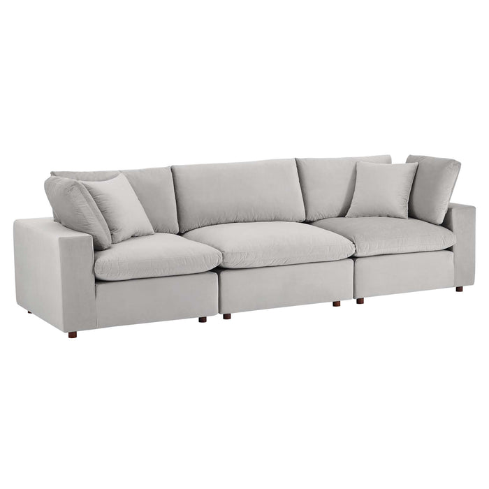 Modway Commix Down Filled Overstuffed Velvet 3-Seater Sofa