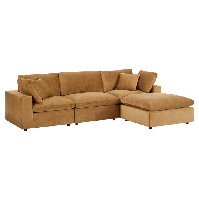 Modway Commix Down-Filled Velvet 4-Piece Sectional Sofa