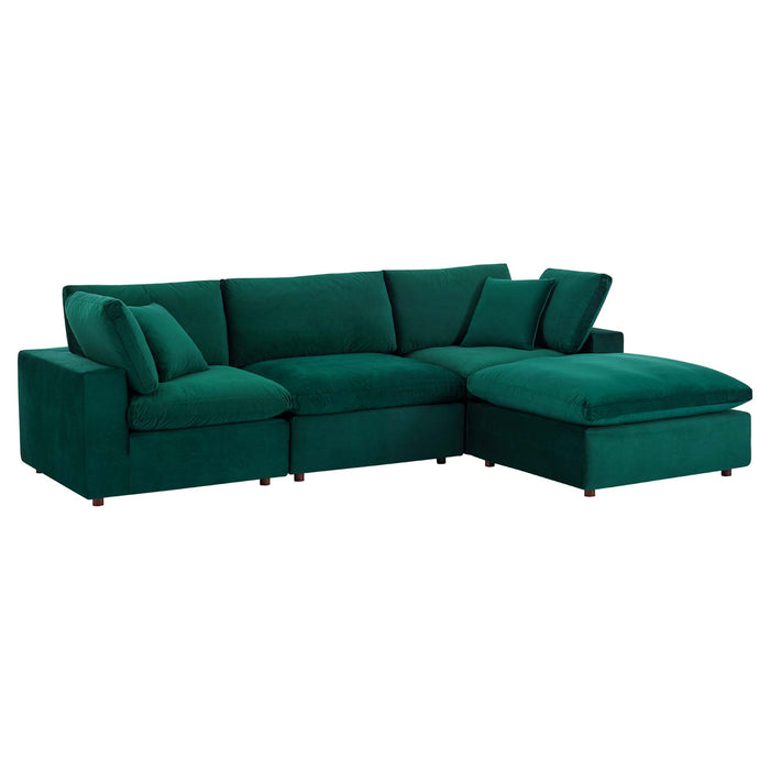 Modway Commix Down-Filled Velvet 4-Piece Sectional Sofa