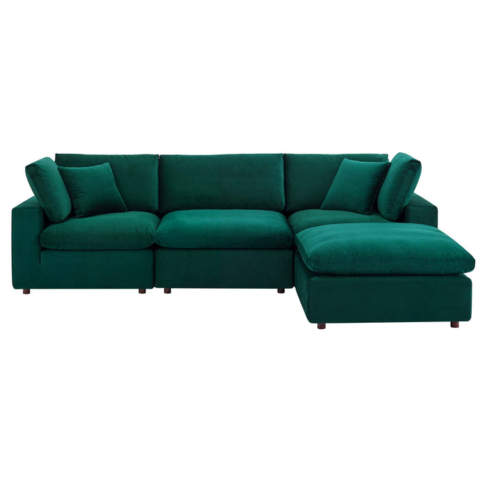 Modway Commix Down-Filled Velvet 4-Piece Sectional Sofa