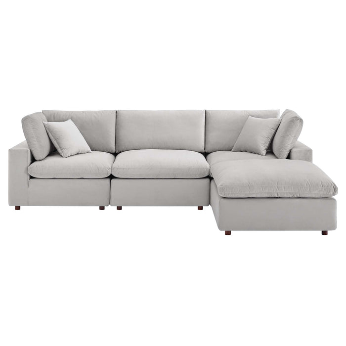 Modway Commix Down-Filled Velvet 4-Piece Sectional Sofa