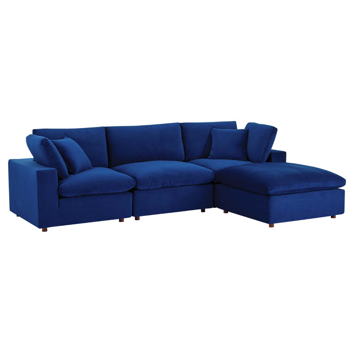 Modway Commix Down-Filled Velvet 4-Piece Sectional Sofa