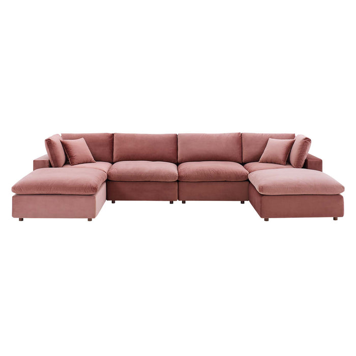 Modway Commix  Velvet 6-Piece Sectional Sofa