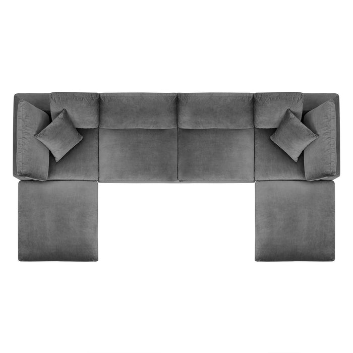 Modway Commix  Velvet 6-Piece Sectional Sofa