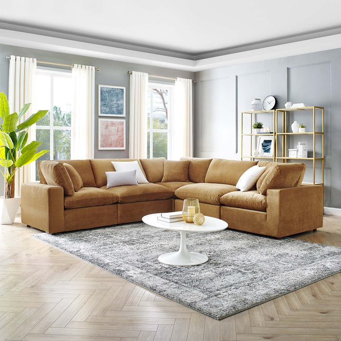 Modway Commix Velvet 5-Piece Sectional Sofa