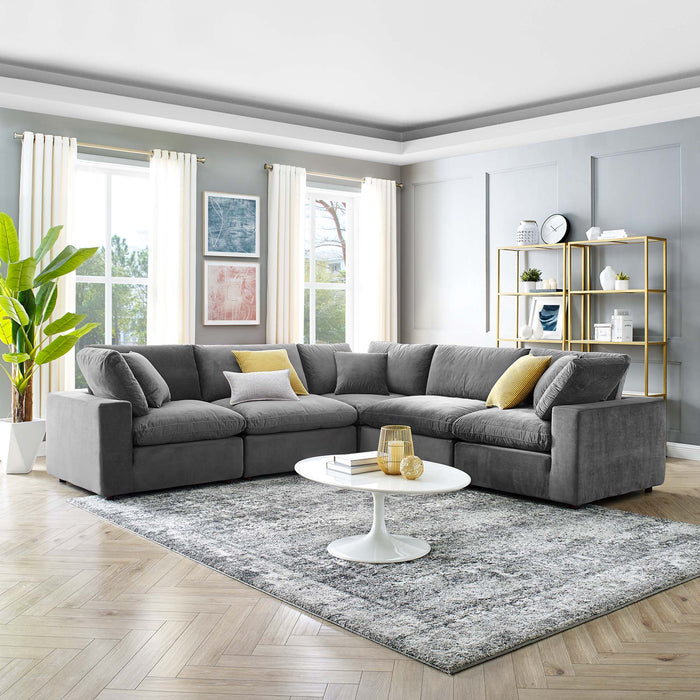 Modway Commix Velvet 5-Piece Sectional Sofa