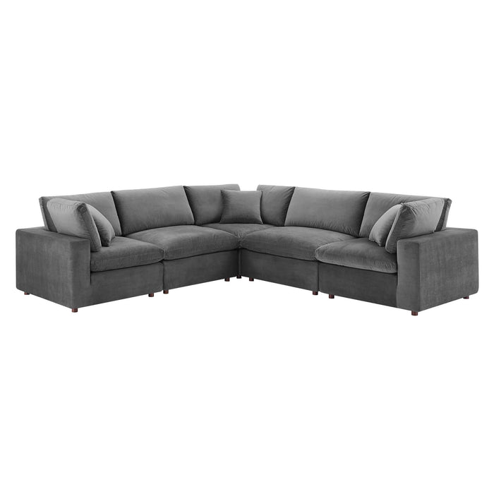 Modway Commix Velvet 5-Piece Sectional Sofa