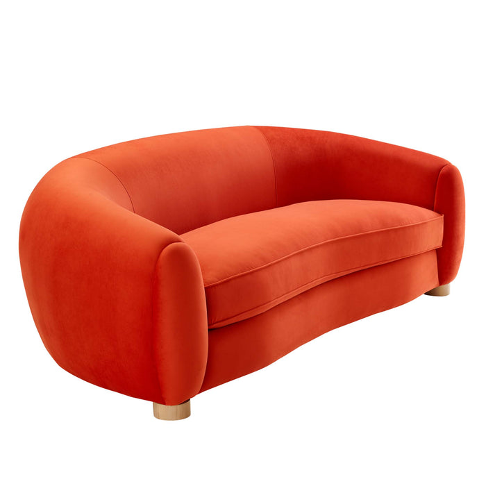 Modway Abundant Mid-Century Modern Velvet Sofa 