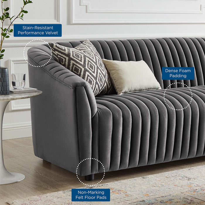 Modway Announce Modern Velvet Channel Tufted Sofa