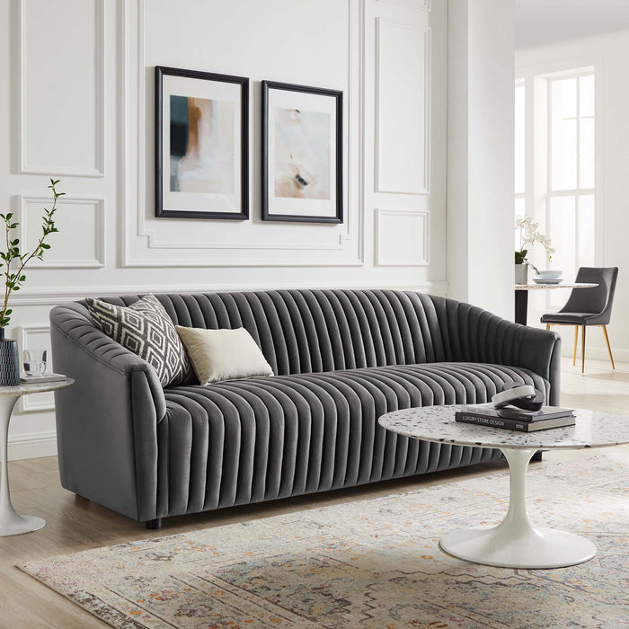 Modway Announce Modern Velvet Channel Tufted Sofa